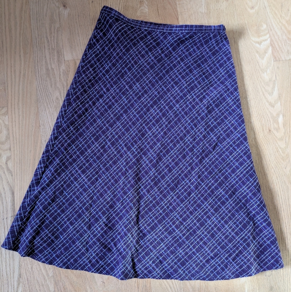 Plaid A-Line Skirt in Blue and Purple